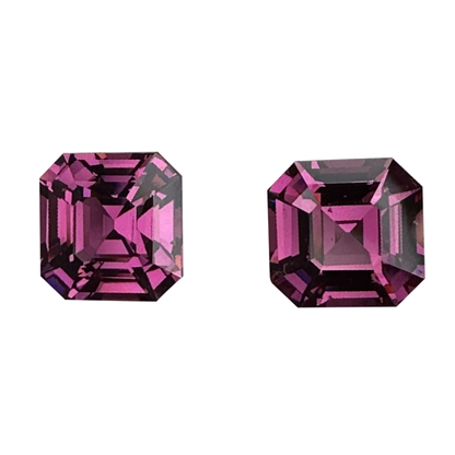 10.44ct Octagon Magenta Rhodolite Pair