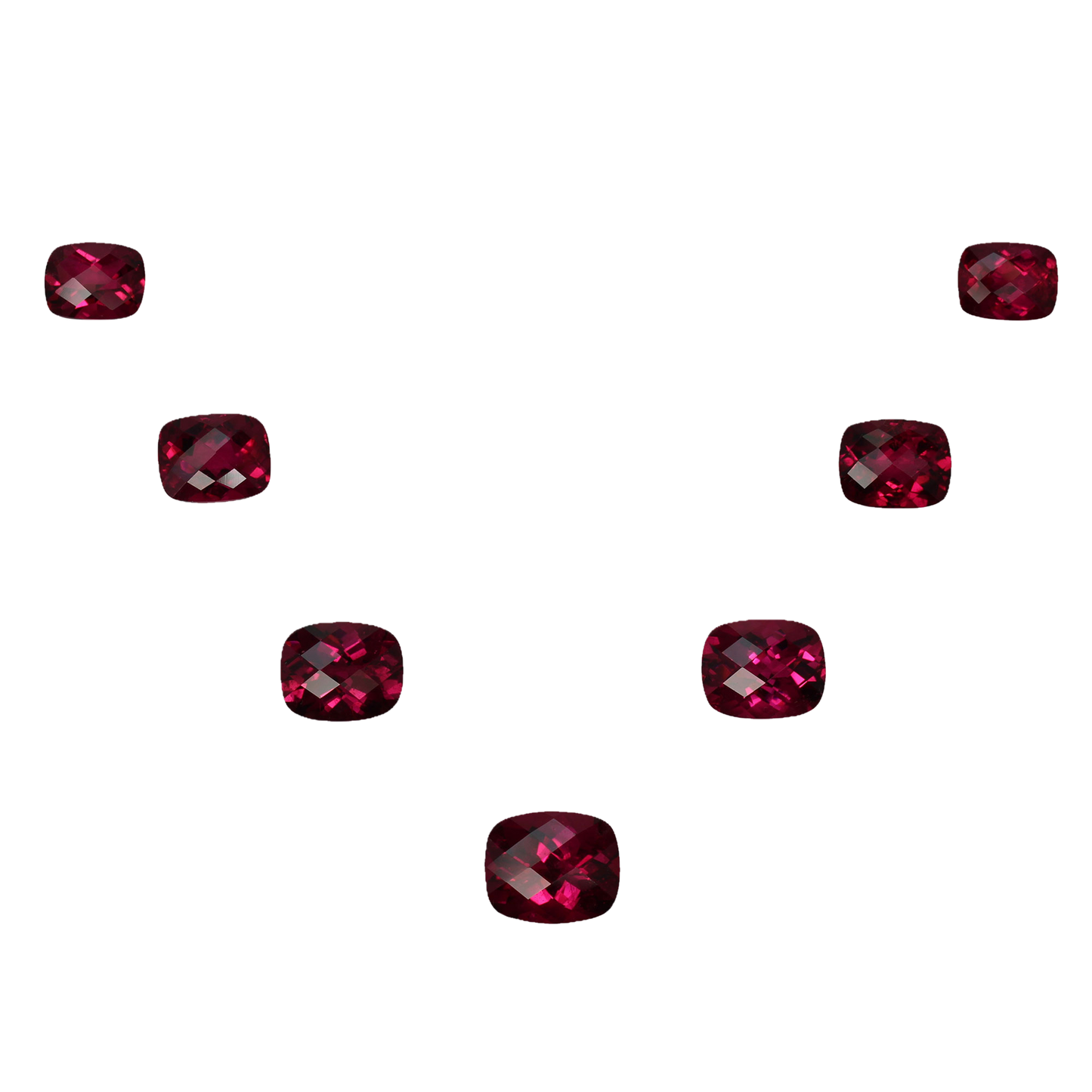 9x7mm Cushion Reddish Color Rubellite Suite