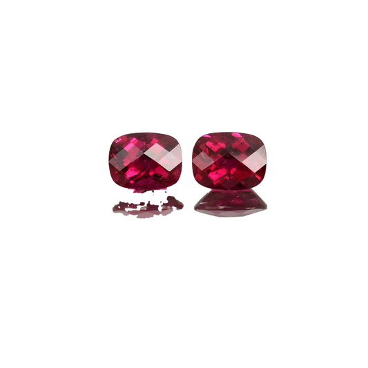 9x7mm Cushion Rubellite Pair