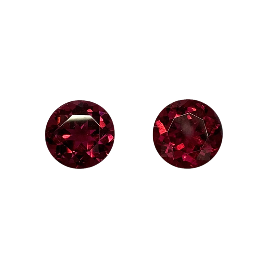 8mm Round Reddish Color Rubellite Pair