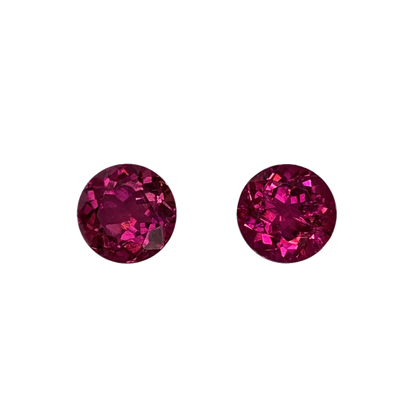 8mm Round Fuchsia Color Rubellite Pair