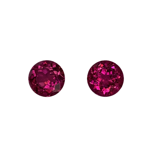 8mm Round Fuchsia Color Rubellite Pair