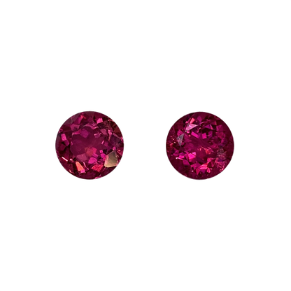 8mm Round Fuchsia Color Rubellite Pair