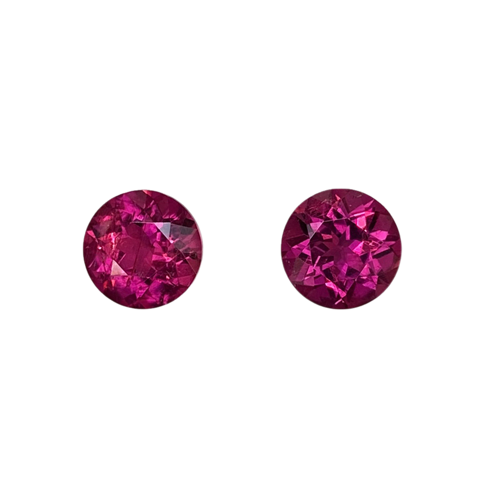 7.5mm Round Fuchsia Color Rubellite Pair