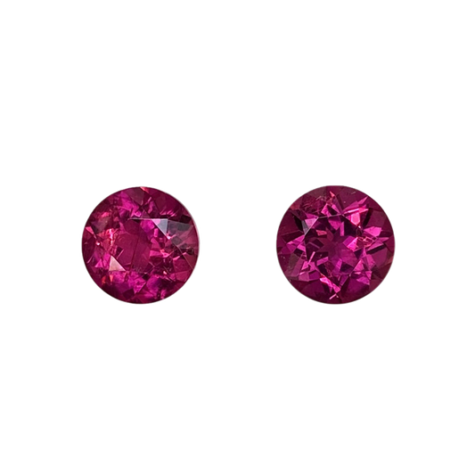 7.5mm Round Fuchsia Color Rubellite Pair