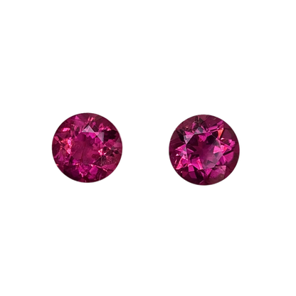 7.5mm Round Fuchsia Color Rubellite Pair