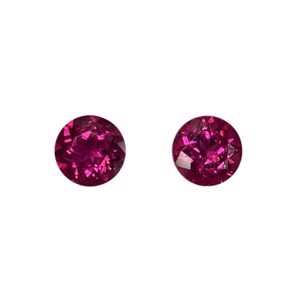 7.5mm Round Fuchsia Color Rubellite Pair