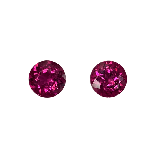 7.5mm Round Fuchsia Color Rubellite Pair
