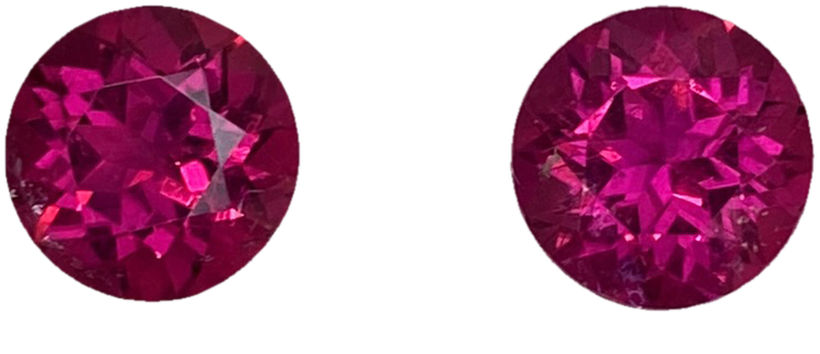 7.5mm Round Fuchsia Color Rubellite Pair