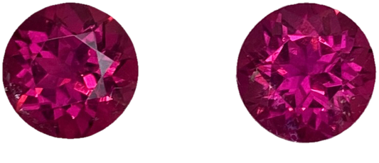 7.5mm Round Fuchsia Color Rubellite Pair