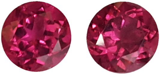 8mm Round AA Color Rubellite Pair