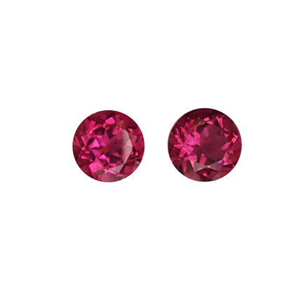 8mm Round AA Color Rubellite Pair