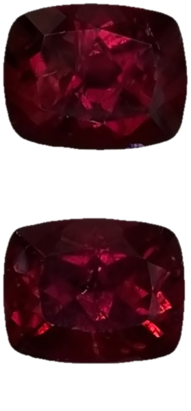 10x8mm Cushion Reddish Color Rubellite Pair