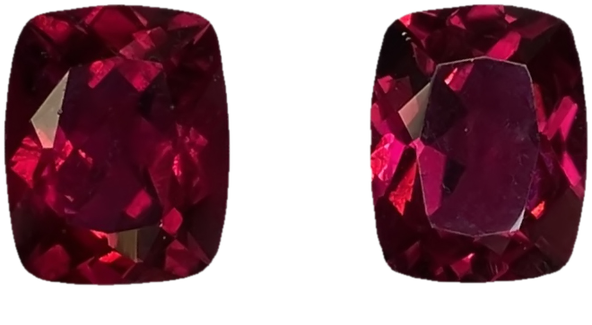10x8mm Cushion Reddish Color Rubellite Pair