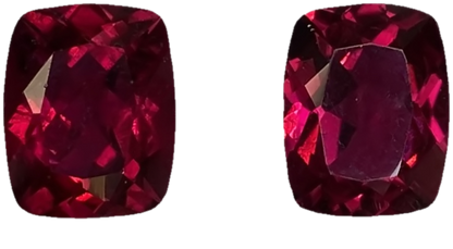 10x8mm Cushion Reddish Color Rubellite Pair