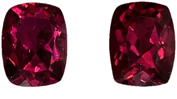 9x7mm Cushion Reddish Color Rubellite Pair