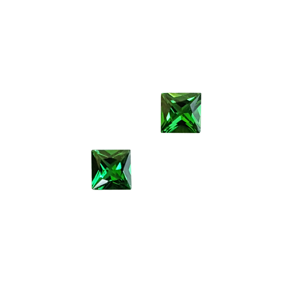 4mm Princess Cut Bright Green Tsavorite Pair