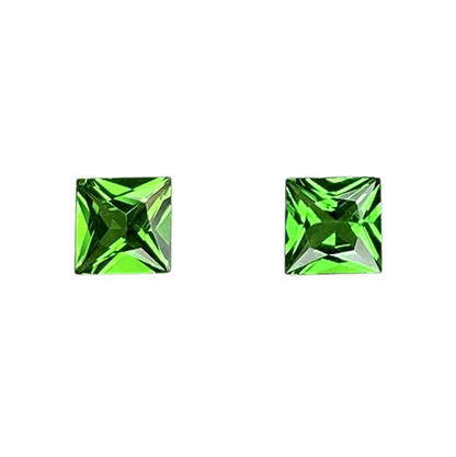 4mm Princess Cut Bright Green Tsavorite Pair