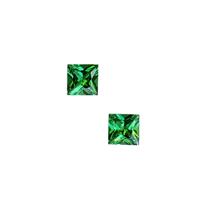5mm Princess Cut Fine Intense Green Tsavorite Pair