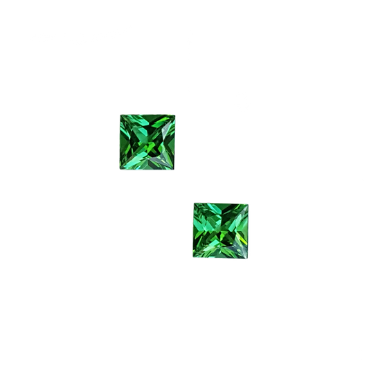 5mm Princess Cut Fine Intense Green Tsavorite Pair