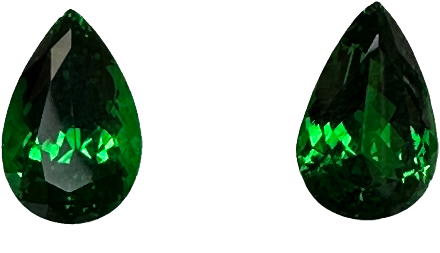 10.96ct Pear Shape Fine Intense Green Tsavorite Pair