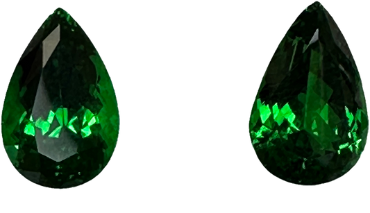 10.96ct Pear Shape Fine Intense Green Tsavorite Pair