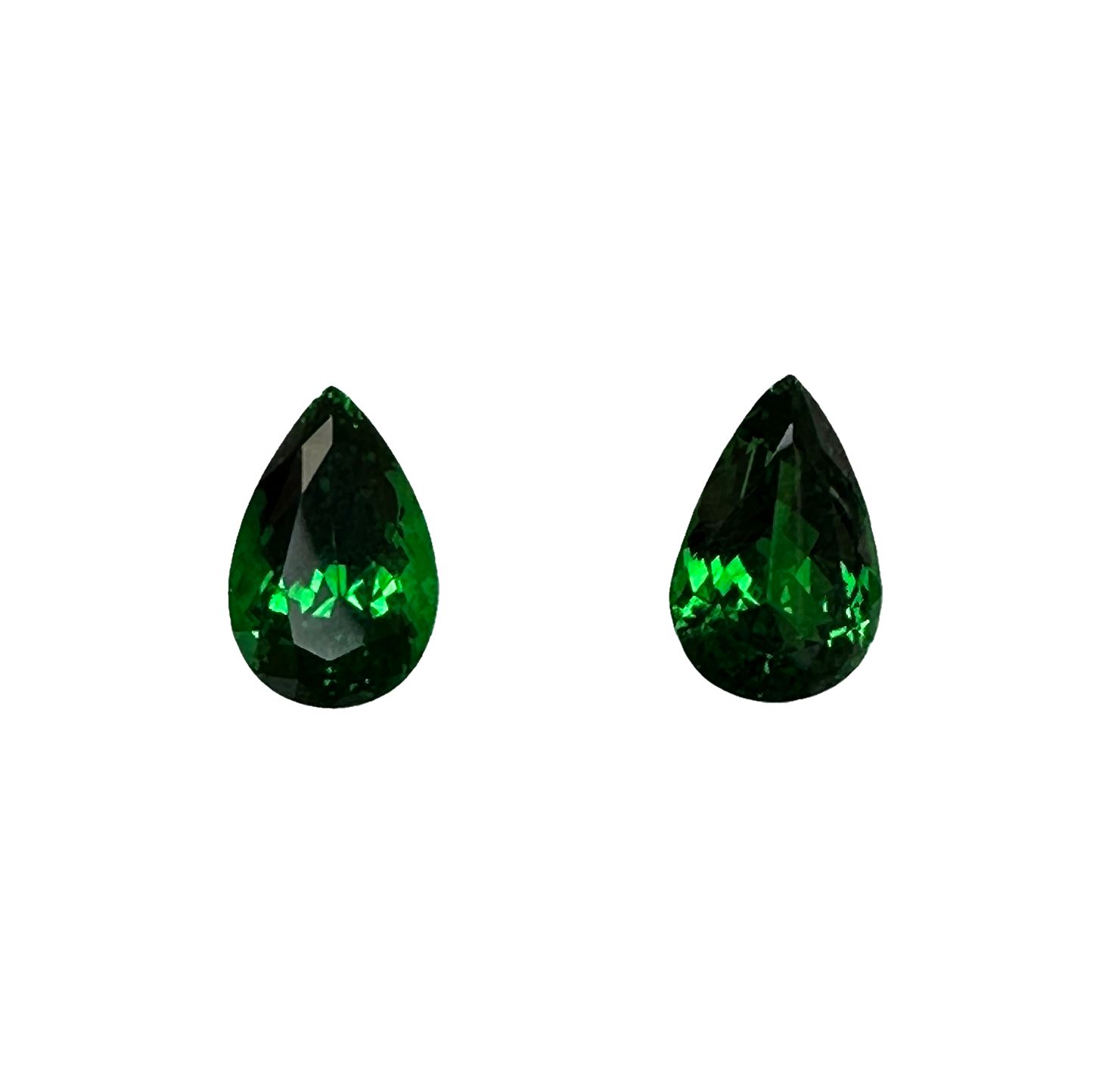 10.96ct Pear Shape Fine Intense Green Tsavorite Pair