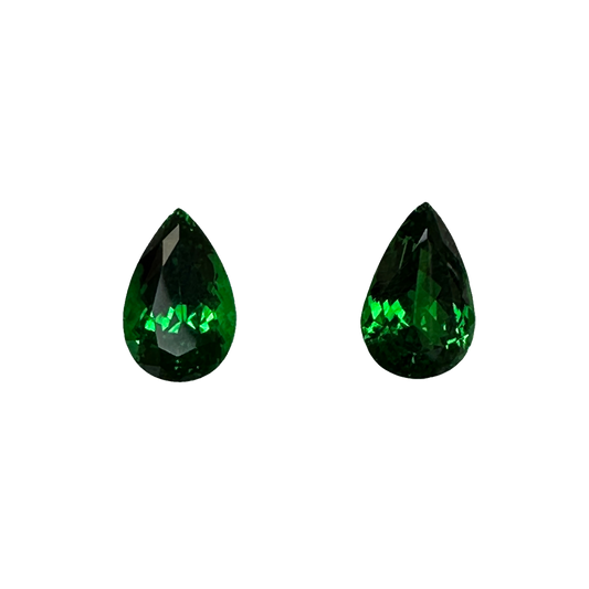 10.96ct Pear Shape Fine Intense Green Tsavorite Pair