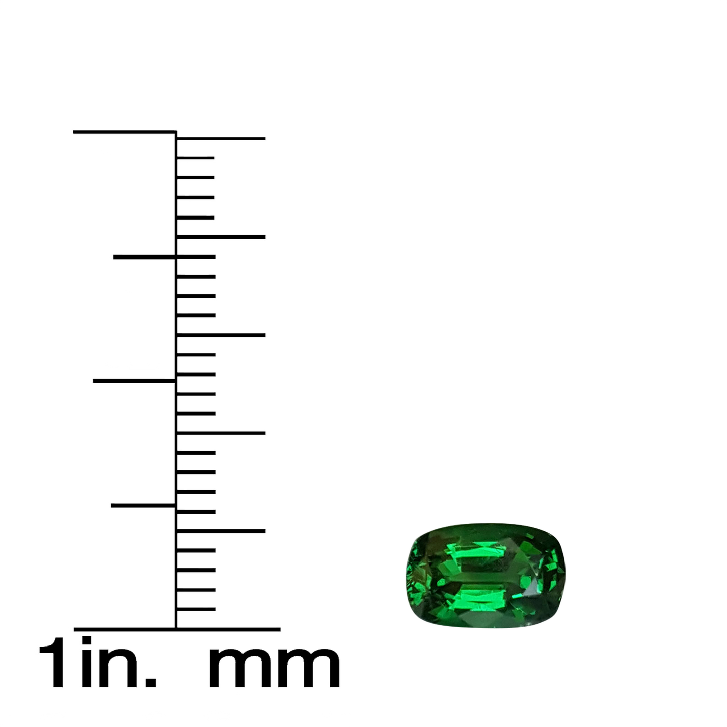 1.38ct Cushion Fine Intense Green Tsavorite