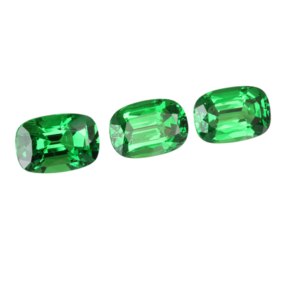 10.22ct Cushion Fine Intense Green Tsavorite Set