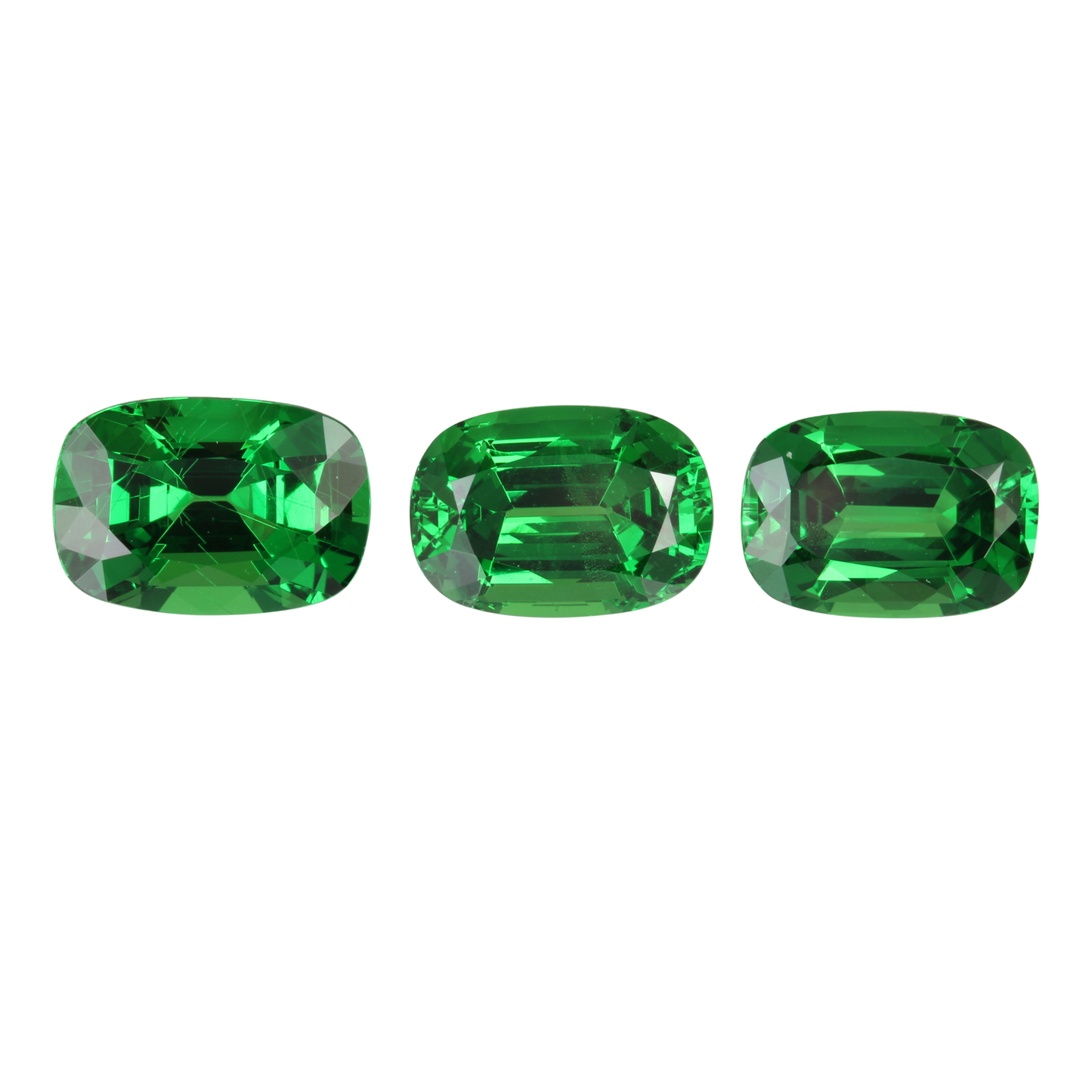 10.22ct Cushion Fine Intense Green Tsavorite Set