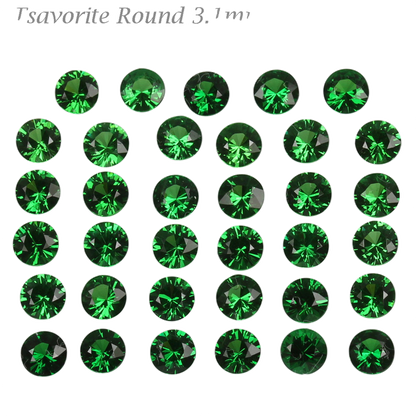 3.1mm Round Fine Saturated Green Tsavorite
