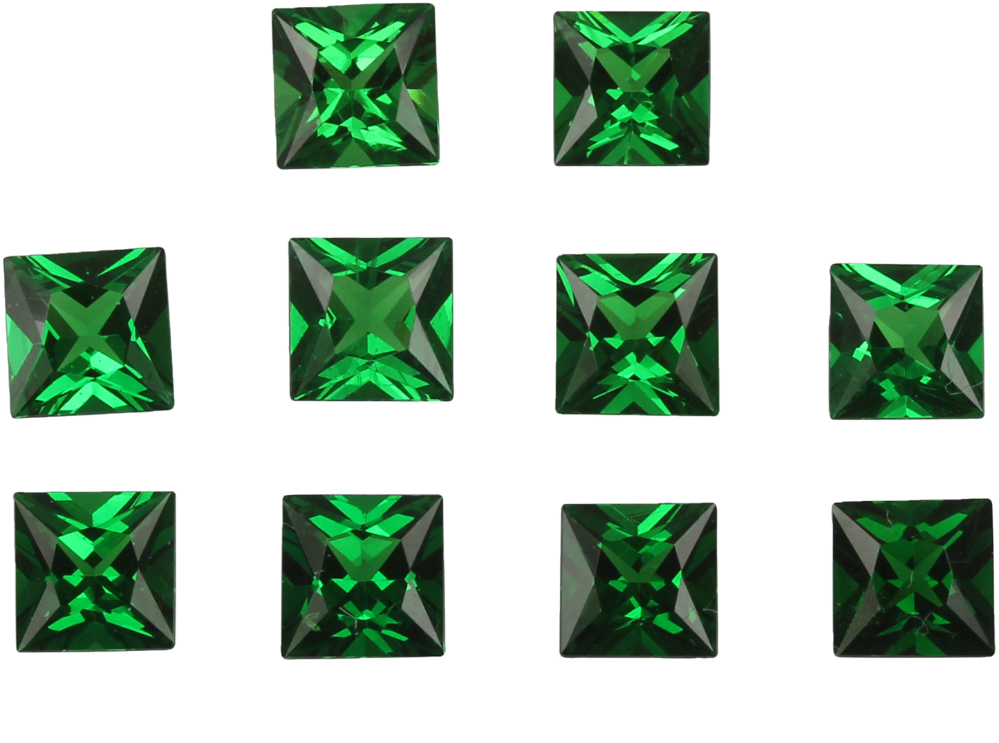 4mm Princess Cut Fine Intense Green Tsavorite