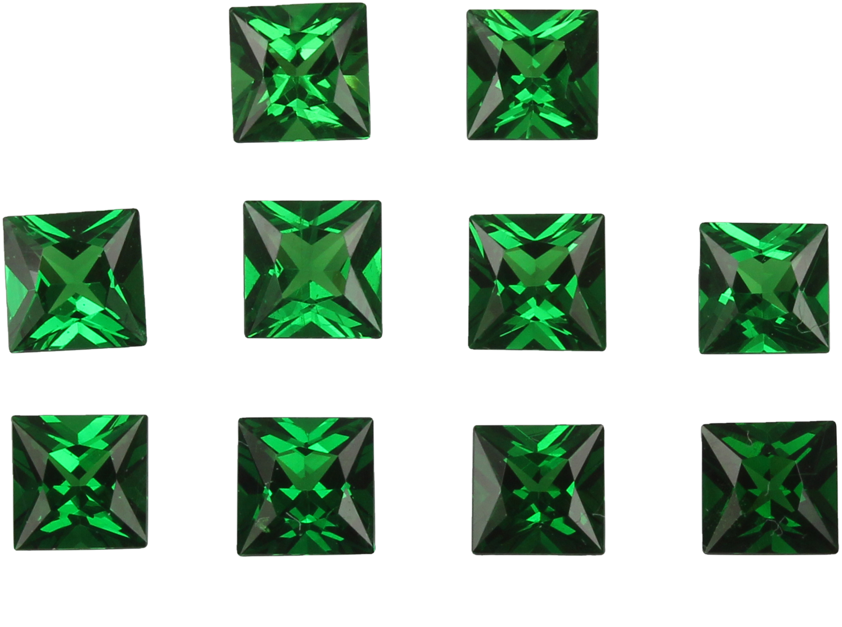 4mm Princess Cut Fine Intense Green Tsavorite