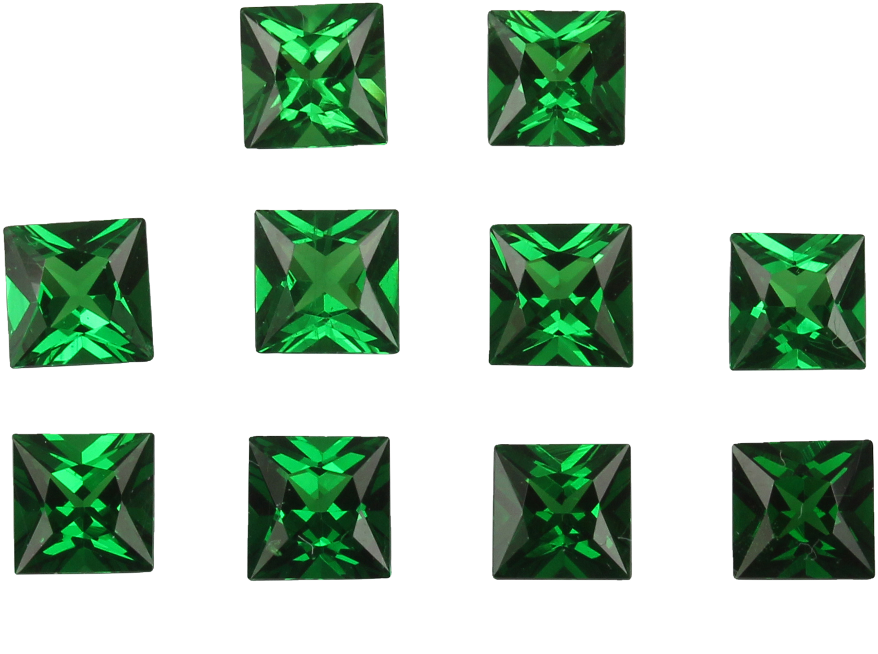 4mm Princess Cut Fine Intense Green Tsavorite