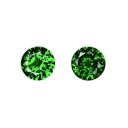 6mm Round Fine Intense Green Tsavorite Pair