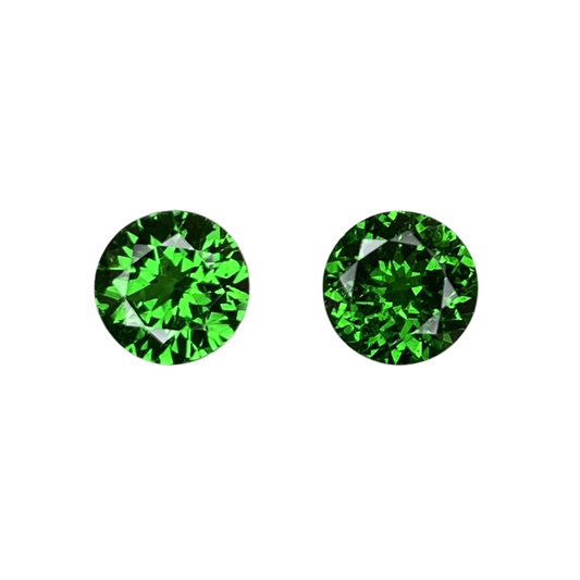 6mm Round Fine Intense Green Tsavorite Pair