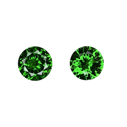 6mm Round Fine Intense Green Tsavorite Pair