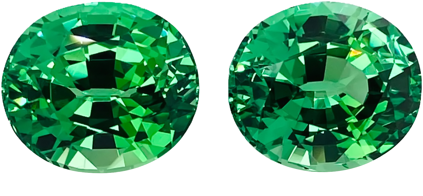 0.13ct Oval Bright Green Tsavorite Pair