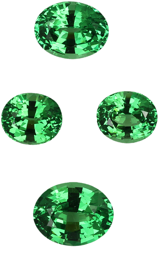 0.13ct Oval Bright Green Tsavorite Pair