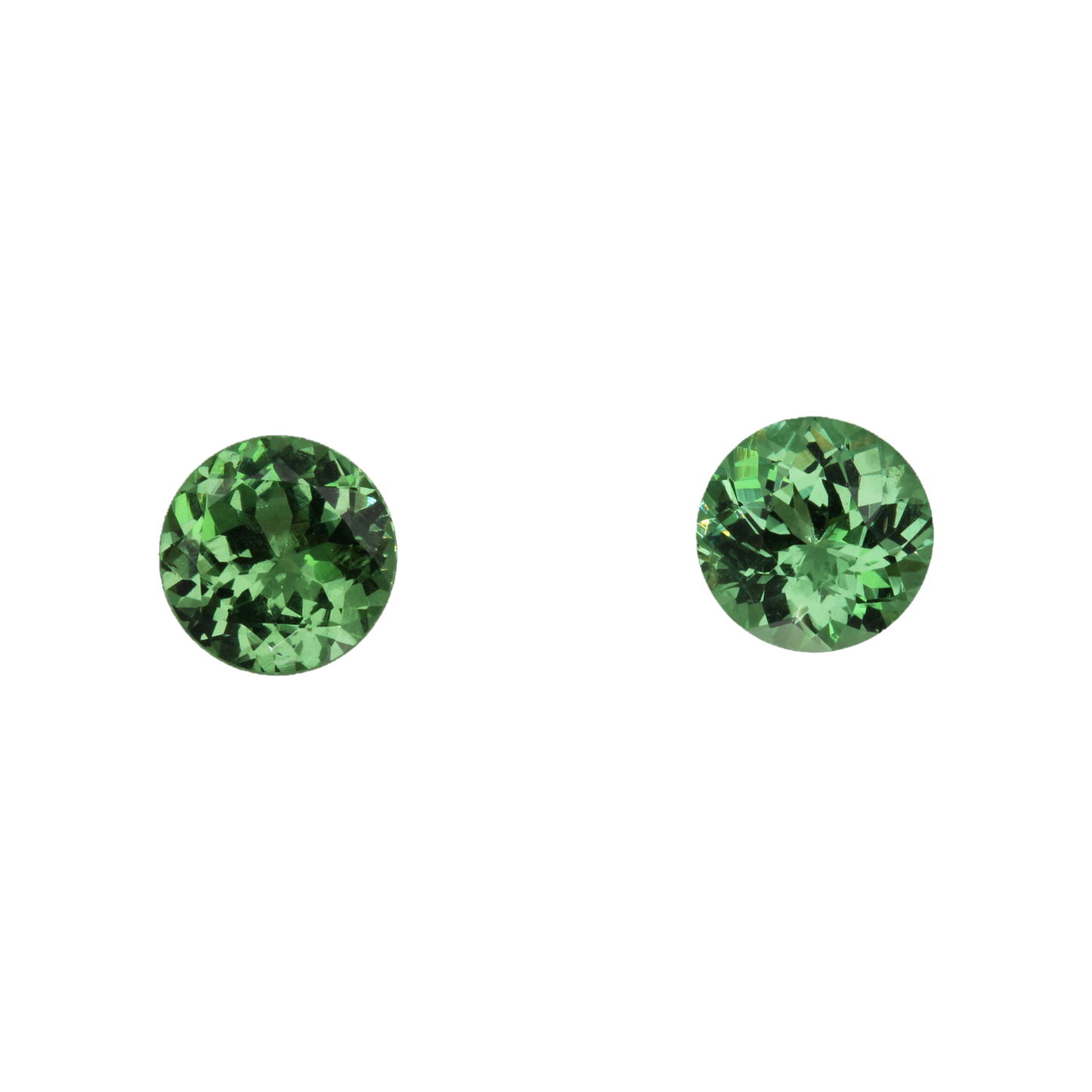 6.9mm Round Light Green Tsavorite Pair