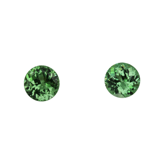 6.9mm Round Light Green Tsavorite Pair
