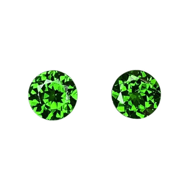 5.7mm Round Deep Saturated Green Tsavorite Pair