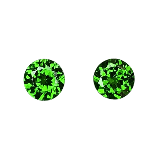 5.7mm Round Deep Saturated Green Tsavorite Pair