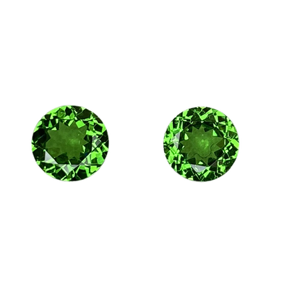 6mm Round Fine Intense Green Tsavorite Pair