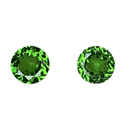 6mm Round Fine Intense Green Tsavorite Pair
