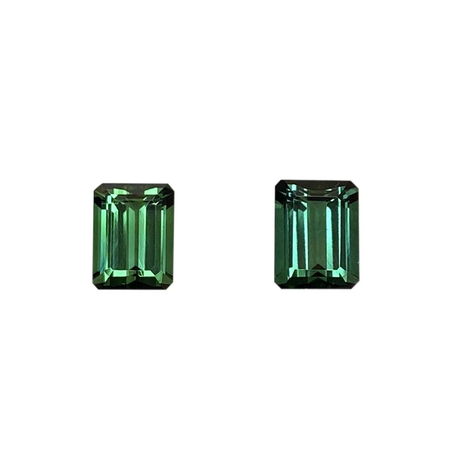8x6mm Emerald Cut Medium Blue-Green Tourmaline Pair