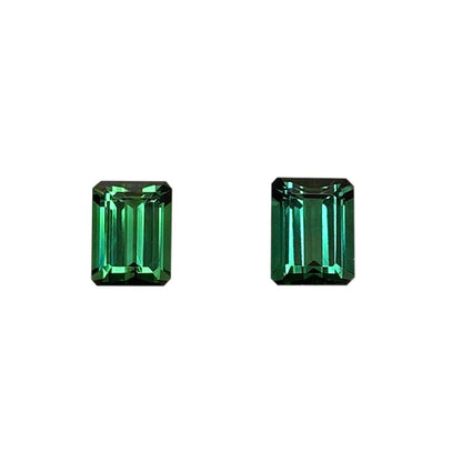 8x6mm Emerald Cut Medium Blue-Green Tourmaline Pair