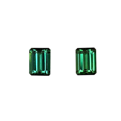 8x6mm Emerald Cut Medium Blue-Green Tourmaline Pair