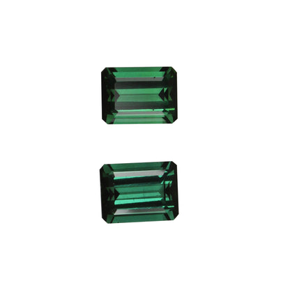 8x6mm Emerald Cut Medium Blue-Green Tourmaline Pair